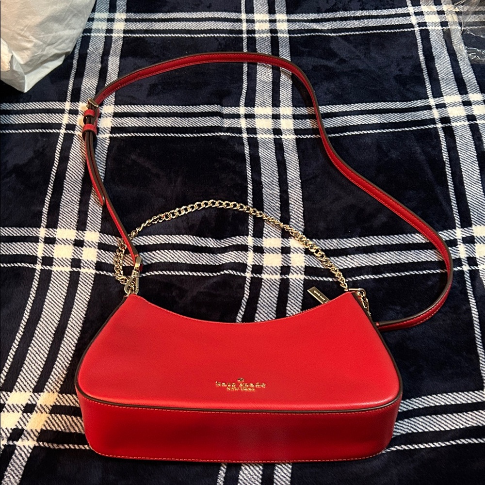 Kate Spade Cherry Red Shoulder Bag with Gold Chain nwot